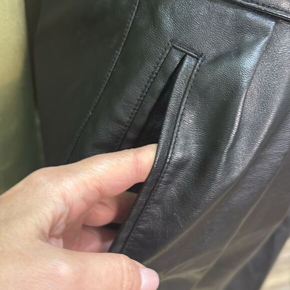 House of CB High-Waisted twisted waistband Black Leather Pants, S - Picture 5 of 11